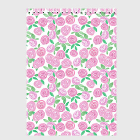 Скетчбук с принтом Розовые акварельные розы в Екатеринбурге, 100% бумага
 | 48 листов, плотность листов — 100 г/м2, плотность картонной обложки — 250 г/м2. Листы скреплены сверху удобной пружинной спиралью | акварель | акварельные цветы | детский | для женщин | модный | розовый | розы | цветы