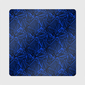 Магнит виниловый Квадрат с принтом Черно-синий геометрический   в Екатеринбурге, полимерный материал с магнитным слоем | размер 9*9 см, закругленные углы | Тематика изображения на принте: абстрактный | геометрические фигуры | геометрический | модный | молодежный | полосы | синий | синий и черный