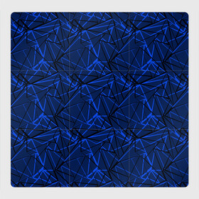 Магнитный плакат 3Х3 с принтом Черно-синий геометрический   в Екатеринбурге, Полимерный материал с магнитным слоем | 9 деталей размером 9*9 см | Тематика изображения на принте: абстрактный | геометрические фигуры | геометрический | модный | молодежный | полосы | синий | синий и черный