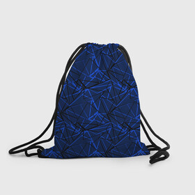Рюкзак-мешок 3D с принтом Черно-синий геометрический   в Екатеринбурге, 100% полиэстер | плотность ткани — 200 г/м2, размер — 35 х 45 см; лямки — толстые шнурки, застежка на шнуровке, без карманов и подкладки | абстрактный | геометрические фигуры | геометрический | модный | молодежный | полосы | синий | синий и черный