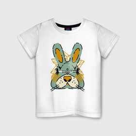 Детская футболка хлопок с принтом Безумный кролик в Екатеринбурге, 100% хлопок | круглый вырез горловины, полуприлегающий силуэт, длина до линии бедер | rabbit | безумие | животное | заяц | зверь | крол | кролик | трус