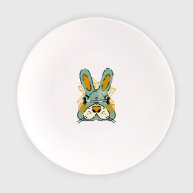 Тарелка с принтом Безумный кролик в Екатеринбурге, фарфор | диаметр - 210 мм
диаметр для нанесения принта - 120 мм | Тематика изображения на принте: rabbit | безумие | животное | заяц | зверь | крол | кролик | трус