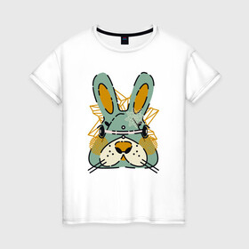 Женская футболка хлопок с принтом Безумный кролик в Екатеринбурге, 100% хлопок | прямой крой, круглый вырез горловины, длина до линии бедер, слегка спущенное плечо | rabbit | безумие | животное | заяц | зверь | крол | кролик | трус