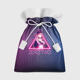 Подарочный 3D мешок с принтом Zero Two в треугольнике в Екатеринбурге, 100% полиэстер | Размер: 29*39 см | darling | darling in the franxx | zero two | вайфу | зеро ту | код 002 | любимый во франксе | франкс