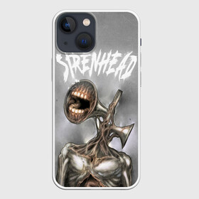 Чехол для iPhone 13 mini с принтом White Siren Head в Екатеринбурге,  |  | games | monster | siren head | игры | лес | монстр | сирена | сиреноголовый | страшилка | ужастик | хоррор