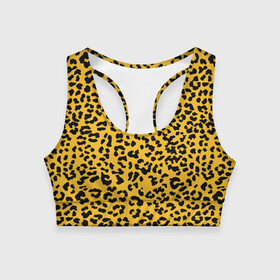 Женский спортивный топ 3D с принтом Леопард желтый в Екатеринбурге, 82% полиэстер, 18% спандекс Ткань безопасна для здоровья, позволяет коже дышать, не мнется и не растягивается |  | animal | texture | леопард | паттерн леопарда | текстура | текстура леопарда | тренд