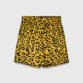 Детские спортивные шорты 3D с принтом Леопард желтый в Екатеринбурге,  100% полиэстер
 | пояс оформлен широкой мягкой резинкой, ткань тянется
 | Тематика изображения на принте: animal | texture | леопард | паттерн леопарда | текстура | текстура леопарда | тренд