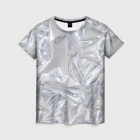 Женская футболка 3D с принтом Голографичная фольга в Екатеринбурге, 100% полиэфир ( синтетическое хлопкоподобное полотно) | прямой крой, круглый вырез горловины, длина до линии бедер | голографическая | голография | метал | паттерн | текстура | текстура метала | тренд | фольга