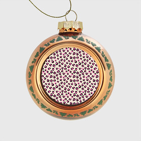 Стеклянный ёлочный шар с принтом Леопардовый принт розовый в Екатеринбурге, Стекло | Диаметр: 80 мм | бежевый | леопард | леопардовый принт | молочный цвет | пятнистый | розовый