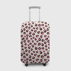 Чехол для чемодана 3D с принтом Леопардовый принт розовый в Екатеринбурге, 86% полиэфир, 14% спандекс | двустороннее нанесение принта, прорези для ручек и колес | бежевый | леопард | леопардовый принт | молочный цвет | пятнистый | розовый