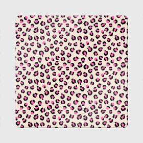 Магнит виниловый Квадрат с принтом Леопардовый принт розовый в Екатеринбурге, полимерный материал с магнитным слоем | размер 9*9 см, закругленные углы | Тематика изображения на принте: бежевый | леопард | леопардовый принт | молочный цвет | пятнистый | розовый