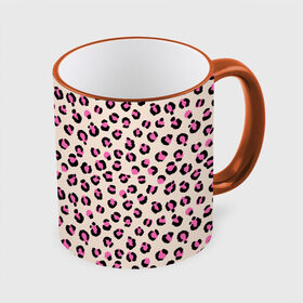 Кружка с полной запечаткой с принтом Леопардовый принт розовый в Екатеринбурге, керамика | ёмкость 330 мл | бежевый | леопард | леопардовый принт | молочный цвет | пятнистый | розовый