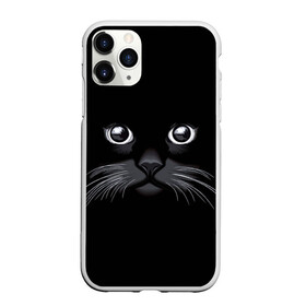 Чехол для iPhone 11 Pro матовый с принтом Кот Журбей в Екатеринбурге, Силикон |  | Тематика изображения на принте: большие глаза | голова кота | милота. | мордочка | настроение | позитив | усики | черный