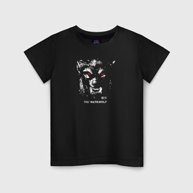Детская футболка хлопок с принтом Werewolf / Оборотень в Екатеринбурге, 100% хлопок | круглый вырез горловины, полуприлегающий силуэт, длина до линии бедер | werewolf | животные | зверь | иероглифы | клыки | монстр | оборотень | оскал | хищник