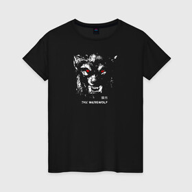 Женская футболка хлопок с принтом Werewolf / Оборотень в Екатеринбурге, 100% хлопок | прямой крой, круглый вырез горловины, длина до линии бедер, слегка спущенное плечо | werewolf | животные | зверь | иероглифы | клыки | монстр | оборотень | оскал | хищник