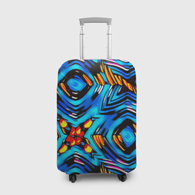 Чехол для чемодана 3D с принтом Желто-синий абстрактный узор  в Екатеринбурге, 86% полиэфир, 14% спандекс | двустороннее нанесение принта, прорези для ручек и колес | геометрический | желтый | модный | плетение | синий | современный | яркий синий