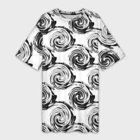 Платье-футболка 3D с принтом Черно белый абстрактный узор в Екатеринбурге,  |  | абстрактный | винтажный | детский | круги | молодежный | ретро | современный | спирали