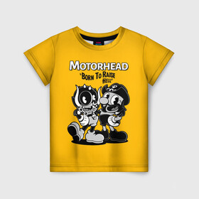 Детская футболка 3D с принтом Motorhead x Cuphead в Екатеринбурге, 100% гипоаллергенный полиэфир | прямой крой, круглый вырез горловины, длина до линии бедер, чуть спущенное плечо, ткань немного тянется | alternative | cuphead | metall | motorhead | music | rock | альтернатива | капхэд | лемми | металл | моторхед | моторхэд | музыка | рок