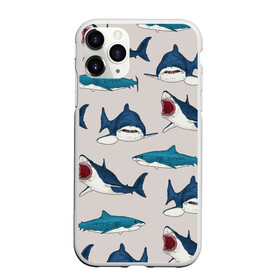 Чехол для iPhone 11 Pro матовый с принтом Кровожадные акулы паттерн в Екатеринбурге, Силикон |  | Тематика изображения на принте: shark | акулы | кровожадные акулы | морские обитатели | опасный | паттерн | синий