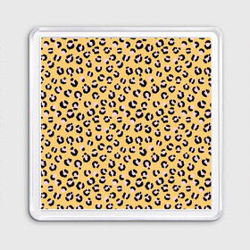 Магнит 55*55 с принтом Желтый леопардовый принт в Екатеринбурге, Пластик | Размер: 65*65 мм; Размер печати: 55*55 мм | желтый | леопардовый принт | паттерн | пятна | пятнистый | розовый | текстура