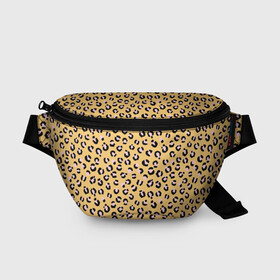 Поясная сумка 3D с принтом Желтый леопардовый принт в Екатеринбурге, 100% полиэстер | плотная ткань, ремень с регулируемой длиной, внутри несколько карманов для мелочей, основное отделение и карман с обратной стороны сумки застегиваются на молнию | желтый | леопардовый принт | паттерн | пятна | пятнистый | розовый | текстура