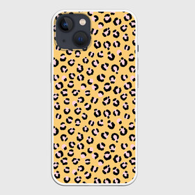 Чехол для iPhone 13 с принтом Желтый леопардовый принт в Екатеринбурге,  |  | желтый | леопардовый принт | паттерн | пятна | пятнистый | розовый | текстура
