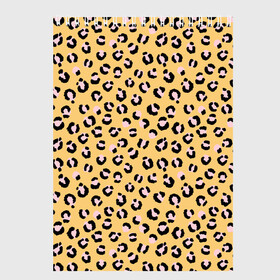 Скетчбук с принтом Желтый леопардовый принт в Екатеринбурге, 100% бумага
 | 48 листов, плотность листов — 100 г/м2, плотность картонной обложки — 250 г/м2. Листы скреплены сверху удобной пружинной спиралью | желтый | леопардовый принт | паттерн | пятна | пятнистый | розовый | текстура