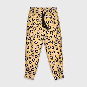 Детские брюки 3D с принтом Желтый леопардовый принт в Екатеринбурге, 100% полиэстер | манжеты по низу, эластичный пояс регулируется шнурком, по бокам два кармана без застежек, внутренняя часть кармана из мелкой сетки | желтый | леопардовый принт | паттерн | пятна | пятнистый | розовый | текстура
