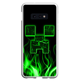 Чехол для Samsung S10E с принтом MINECRAFT TEXTURE FIRE в Екатеринбурге, Силикон | Область печати: задняя сторона чехла, без боковых панелей | Тематика изображения на принте: creeper | fire | game | minecraft | железо | игра | компьютерная | крипер | криппер | майн | майнкрафт | огонь | пламя | текстура