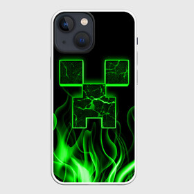 Чехол для iPhone 13 mini с принтом MINECRAFT TEXTURE FIRE в Екатеринбурге,  |  | creeper | fire | game | minecraft | железо | игра | компьютерная | крипер | криппер | майн | майнкрафт | огонь | пламя | текстура