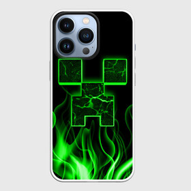 Чехол для iPhone 13 Pro с принтом MINECRAFT TEXTURE FIRE в Екатеринбурге,  |  | creeper | fire | game | minecraft | железо | игра | компьютерная | крипер | криппер | майн | майнкрафт | огонь | пламя | текстура