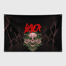 Флаг-баннер с принтом SLAYER | УБИЙЦА (Z) в Екатеринбурге, 100% полиэстер | размер 67 х 109 см, плотность ткани — 95 г/м2; по краям флага есть четыре люверса для крепления | rock | slayer | грув метал | джеф ханнем | керри кинг | ню метал | рок | трэш метал
