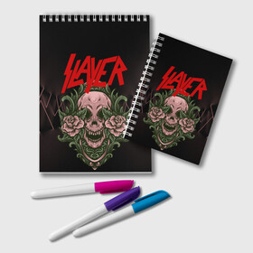 Блокнот с принтом SLAYER | УБИЙЦА (Z) в Екатеринбурге, 100% бумага | 48 листов, плотность листов — 60 г/м2, плотность картонной обложки — 250 г/м2. Листы скреплены удобной пружинной спиралью. Цвет линий — светло-серый
 | rock | slayer | грув метал | джеф ханнем | керри кинг | ню метал | рок | трэш метал