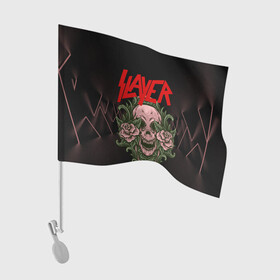 Флаг для автомобиля с принтом SLAYER | УБИЙЦА (Z) в Екатеринбурге, 100% полиэстер | Размер: 30*21 см | rock | slayer | грув метал | джеф ханнем | керри кинг | ню метал | рок | трэш метал