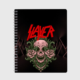 Тетрадь с принтом SLAYER | УБИЙЦА (Z) в Екатеринбурге, 100% бумага | 48 листов, плотность листов — 60 г/м2, плотность картонной обложки — 250 г/м2. Листы скреплены сбоку удобной пружинной спиралью. Уголки страниц и обложки скругленные. Цвет линий — светло-серый
 | rock | slayer | грув метал | джеф ханнем | керри кинг | ню метал | рок | трэш метал