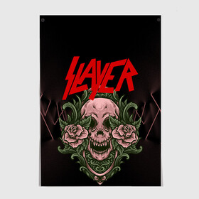 Постер с принтом SLAYER | УБИЙЦА (Z) в Екатеринбурге, 100% бумага
 | бумага, плотность 150 мг. Матовая, но за счет высокого коэффициента гладкости имеет небольшой блеск и дает на свету блики, но в отличии от глянцевой бумаги не покрыта лаком | rock | slayer | грув метал | джеф ханнем | керри кинг | ню метал | рок | трэш метал