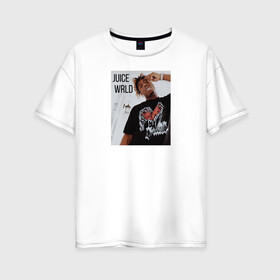 Женская футболка хлопок Oversize с принтом Juice Wrld в Екатеринбурге, 100% хлопок | свободный крой, круглый ворот, спущенный рукав, длина до линии бедер
 | juice wrld | джус уорлд | исполнитель | репер | рэп | сердце | хип хоп