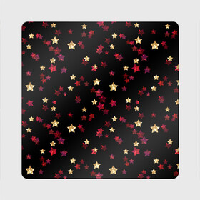 Магнит виниловый Квадрат с принтом Блестящие звезды на черном в Екатеринбурге, полимерный материал с магнитным слоем | размер 9*9 см, закругленные углы | абстрактный | блеск | детский | женский | звезды | золото | золотые звезды