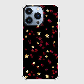 Чехол для iPhone 13 Pro с принтом Блестящие звезды на черном в Екатеринбурге,  |  | абстрактный | блеск | детский | женский | звезды | золото | золотые звезды