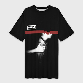 Платье-футболка 3D с принтом Nine Inch Nails в Екатеринбурге,  |  | alternative | metall | music | nin | nine inch nails | rock | альтернатива | металл | музыка | найн ич нэилс | рок | трент резнор