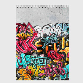 Скетчбук с принтом Graffiti on the wall в Екатеринбурге, 100% бумага
 | 48 листов, плотность листов — 100 г/м2, плотность картонной обложки — 250 г/м2. Листы скреплены сверху удобной пружинной спиралью | абстракция | граффити | надписи | надписи текстура | паттерн граффити | текстура | текстура граффити | шрифт