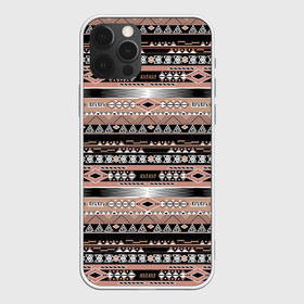 Чехол для iPhone 12 Pro Max с принтом Полосатый этнический орнамент  в Екатеринбурге, Силикон |  | абстрактный | геометрические фигуры | коричневый | полосатый узор | полосы | черный и коричневый | этнический