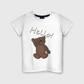 Детская футболка хлопок с принтом Hello world в Екатеринбурге, 100% хлопок | круглый вырез горловины, полуприлегающий силуэт, длина до линии бедер | hello | medved | smile | teddy | мишка | радость