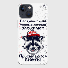 Чехол для iPhone 13 mini с принтом ЕНОТОМАФИЯ | MAFIA COON (Z) в Екатеринбурге,  |  | animal | coon | mafia coon | raccoon | zoo | енот | енотик | еното мафия | енотомафия | животные | полосатый | полоскун | ракун