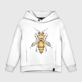 Детское худи Oversize хлопок с принтом Акварельная пчела в Екатеринбурге, френч-терри — 70% хлопок, 30% полиэстер. Мягкий теплый начес внутри —100% хлопок | боковые карманы, эластичные манжеты и нижняя кромка, капюшон на магнитной кнопке | bee | акварель | акварельная пчела | большая пчела | насекомое | пчела | реалистичная пчела