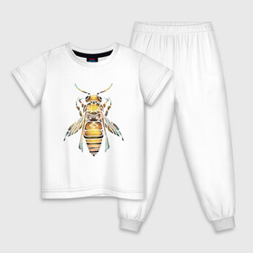Детская пижама хлопок с принтом Акварельная пчела в Екатеринбурге, 100% хлопок |  брюки и футболка прямого кроя, без карманов, на брюках мягкая резинка на поясе и по низу штанин
 | bee | акварель | акварельная пчела | большая пчела | насекомое | пчела | реалистичная пчела