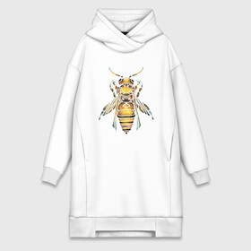 Платье-худи хлопок с принтом Акварельная пчела в Екатеринбурге,  |  | bee | акварель | акварельная пчела | большая пчела | насекомое | пчела | реалистичная пчела