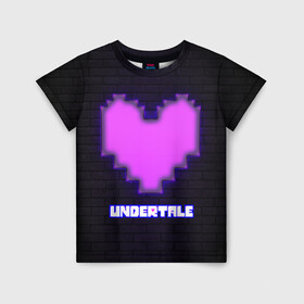 Детская футболка 3D с принтом UNDERTALE PURPLE HEART в Екатеринбурге, 100% гипоаллергенный полиэфир | прямой крой, круглый вырез горловины, длина до линии бедер, чуть спущенное плечо, ткань немного тянется | sans | undertale | андертале | андертейл | игра | подземная история | подземная сказка | санс | сердце | ундертале