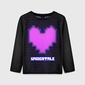 Детский лонгслив 3D с принтом UNDERTALE PURPLE HEART в Екатеринбурге, 100% полиэстер | длинные рукава, круглый вырез горловины, полуприлегающий силуэт
 | sans | undertale | андертале | андертейл | игра | подземная история | подземная сказка | санс | сердце | ундертале