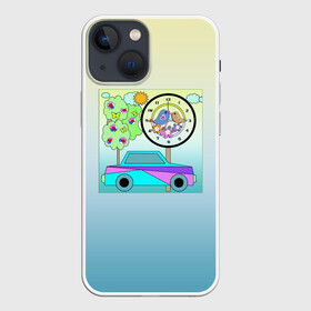 Чехол для iPhone 13 mini с принтом Яркая аппликация для мальчика в Екатеринбурге,  |  | автомобиль | аппликация | деревья | детский | для мальчика | иллюстрация | малышам | машина | часы